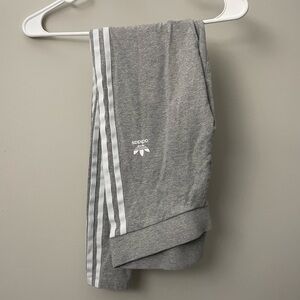 Adidas Gray Joggers with White Stripes